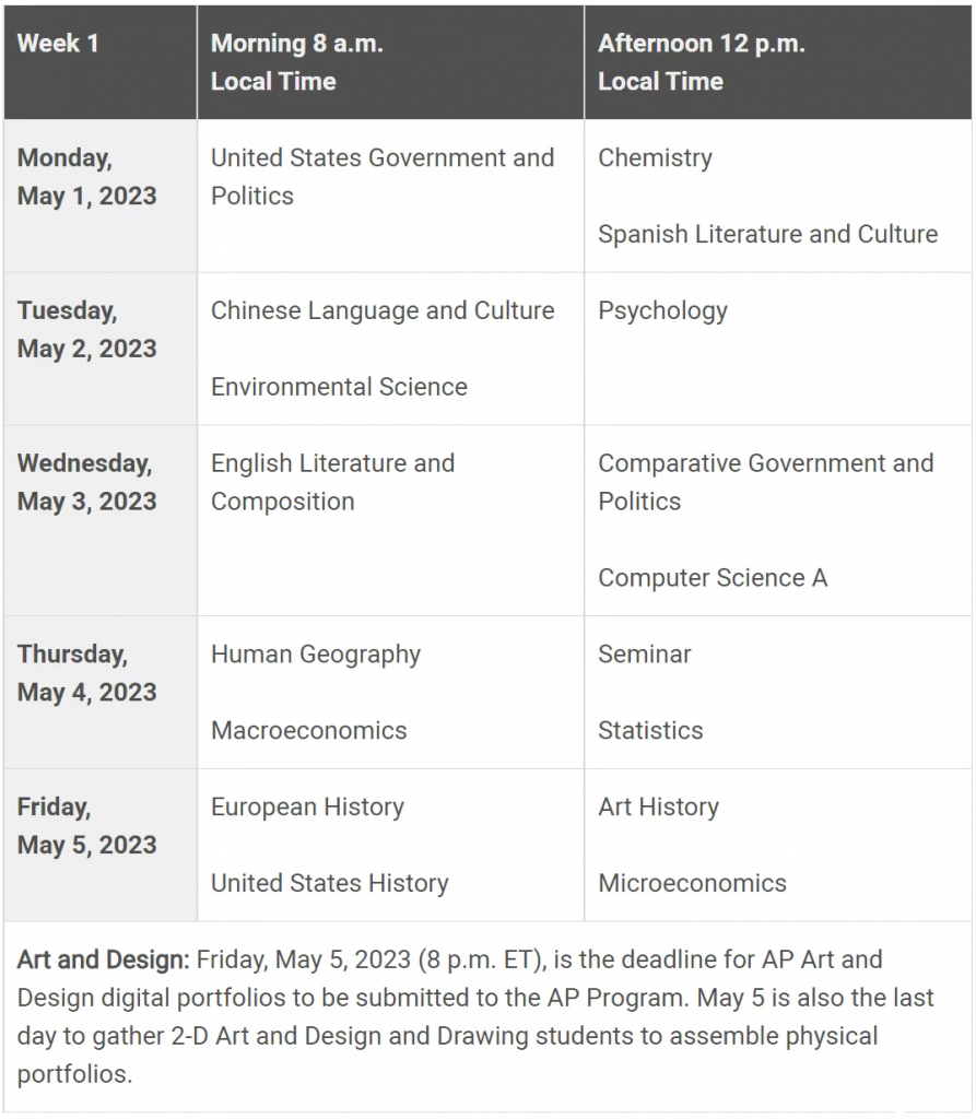 2023年AP考試時間公布，AP什么時候考試呢？